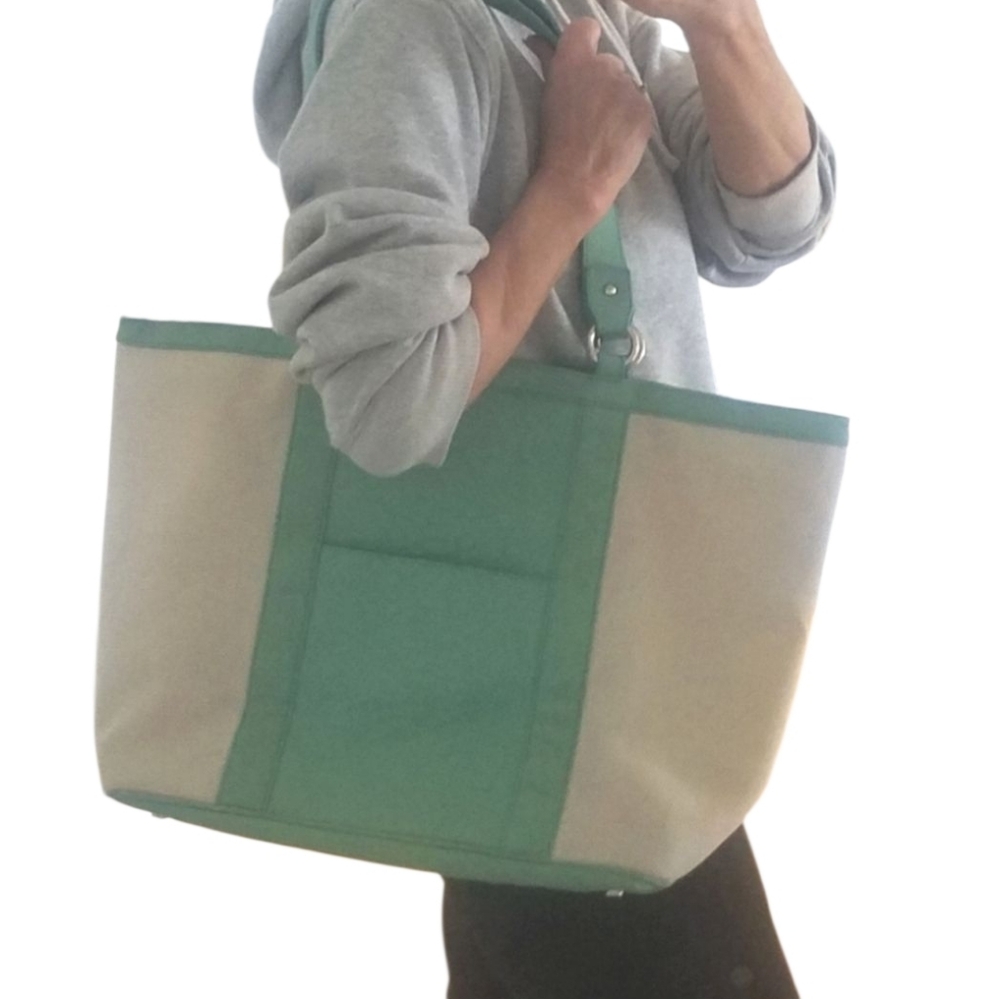 Gigi New York Italian Linen & Leather Tote Travel Beach Weekender Bag